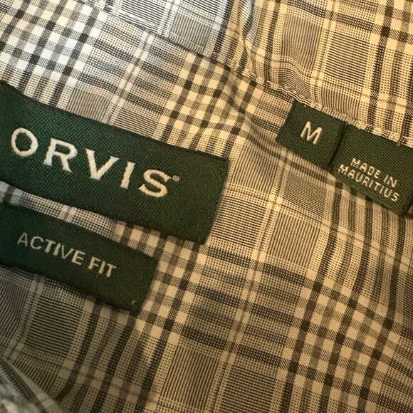 Orvis Active Fit Seawool Plaid Button Down Shirt Mens M Gray Performance Fishing - Picture 8 of 9